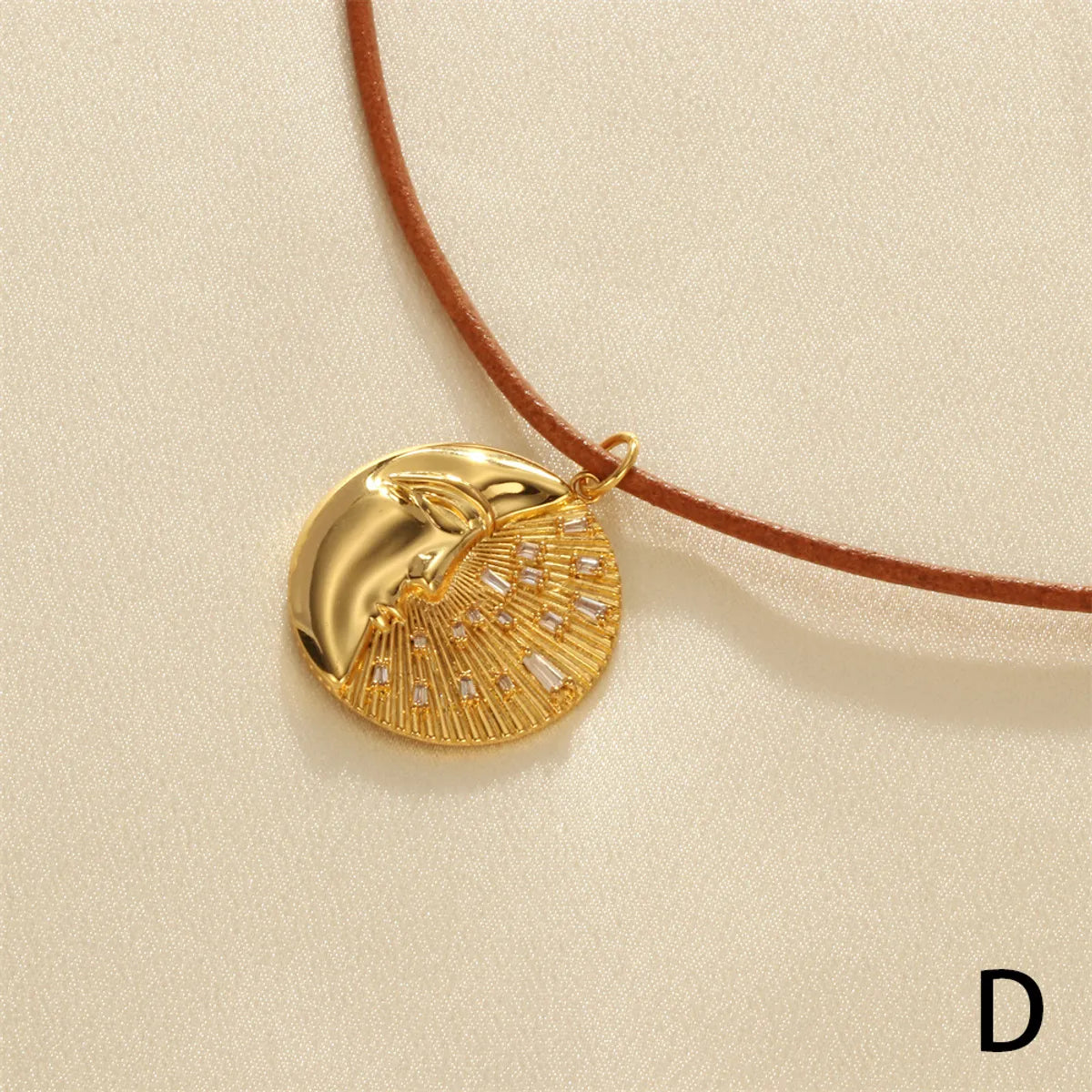 Simple Style Star Heart Shape Lock Leather Rope Copper Plating Inlay Zircon 18k Gold Plated Women's Pendant Necklace