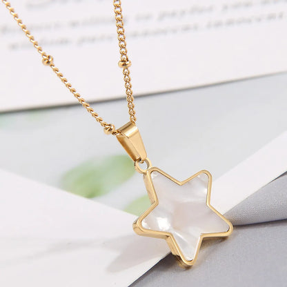 Simple Style Star Heart Shape Titanium Steel Pendant Necklace