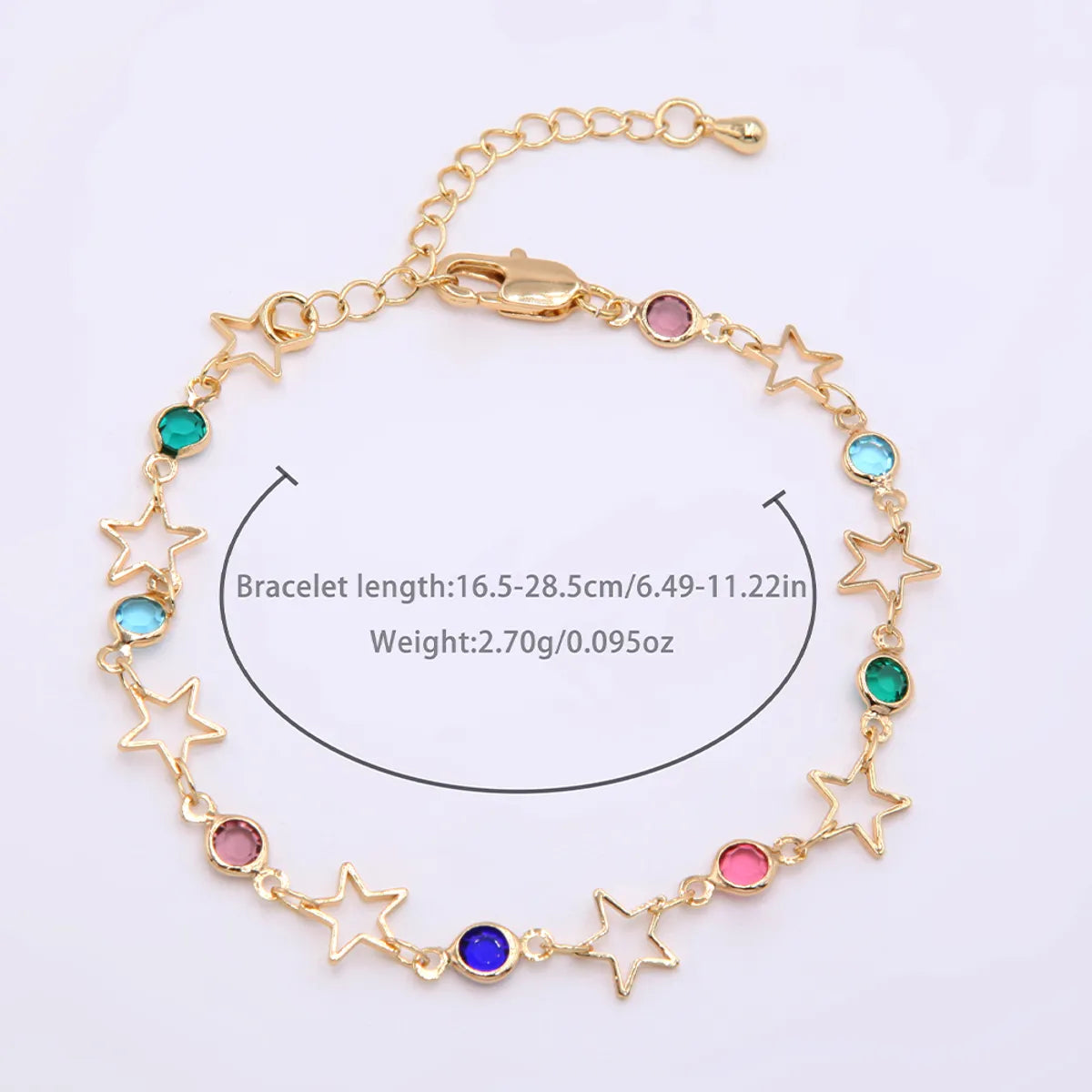 Simple Style Star Moon Butterfly Copper 18k Gold Plated Bracelets In Bulk