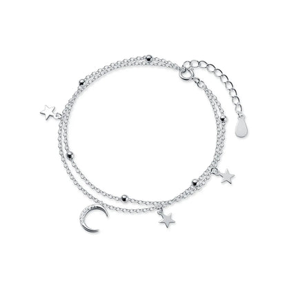 Simple Style Star Moon Copper Plating Silver Plated Bracelets