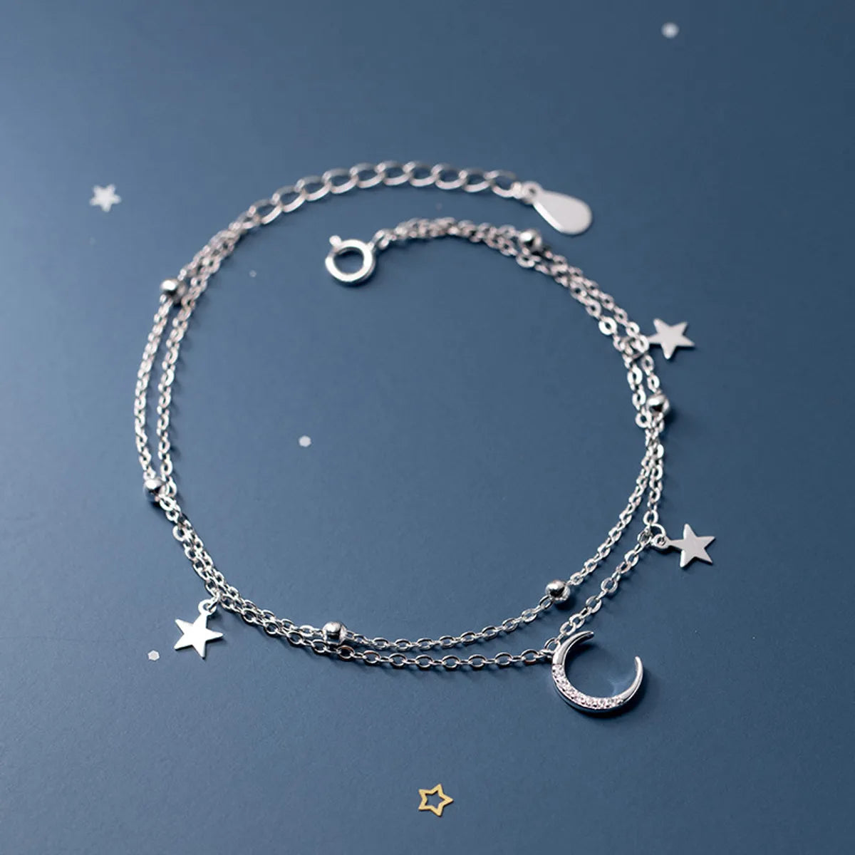 Simple Style Star Moon Copper Plating Silver Plated Bracelets