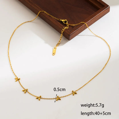 Simple Style Star Moon Fish Tail Stainless Steel Plating Gold Plated Pendant Necklace