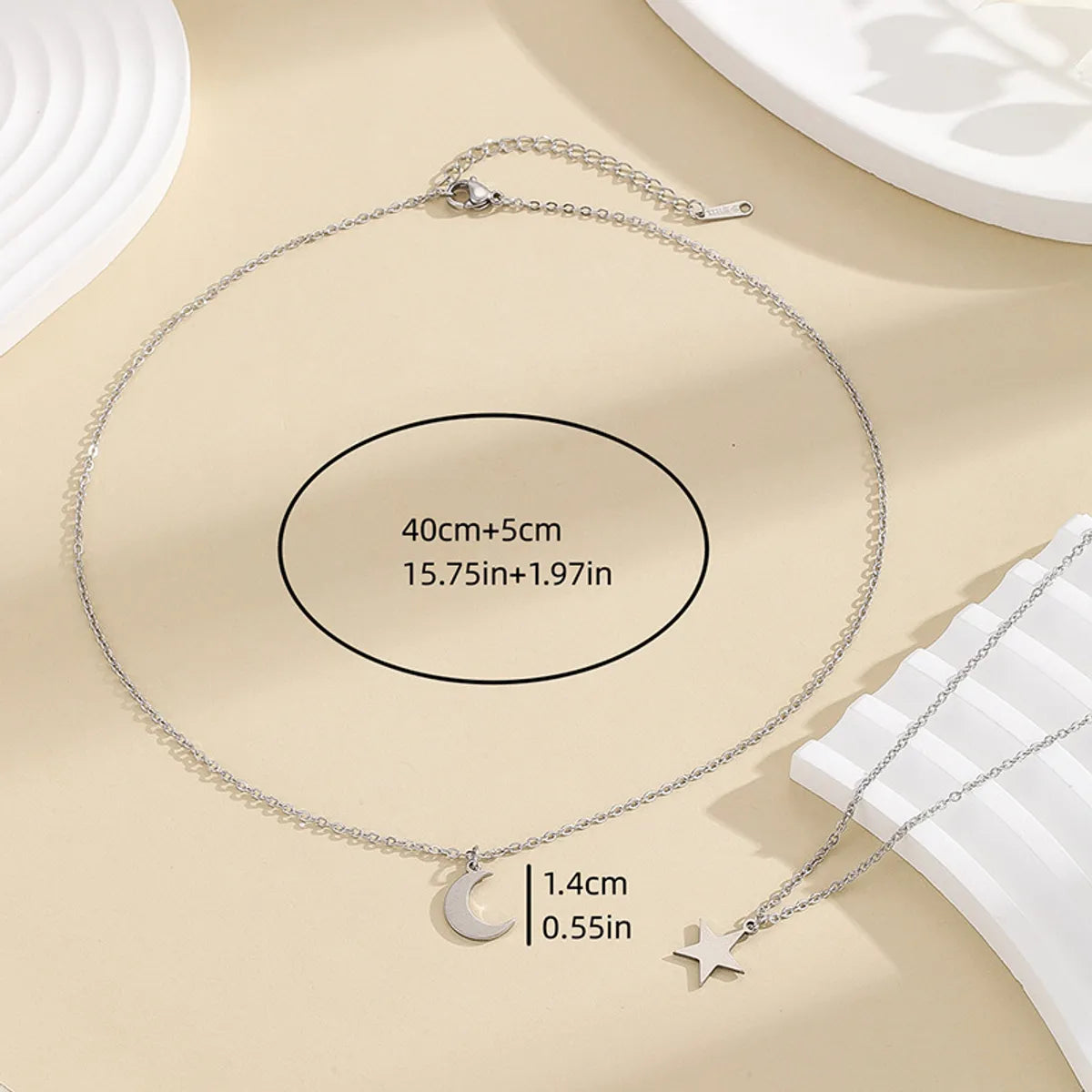 Simple Style Star Moon Stainless Steel Polishing Pendant Necklace