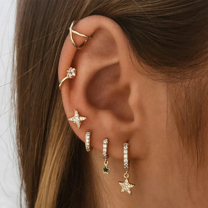 Simple Style Star Moon Sterling Silver Ear Studs 1 Piece