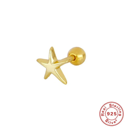 Simple Style Star Moon Sterling Silver Ear Studs 1 Piece