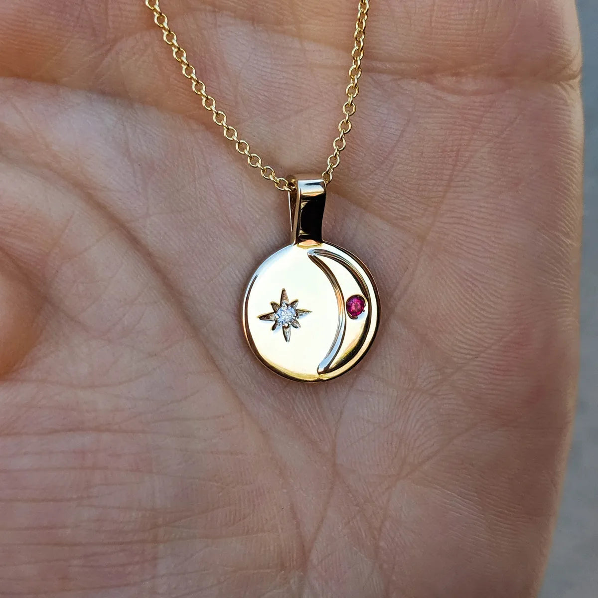 Simple Style Star Moon Titanium Steel Plating Pendant Necklace