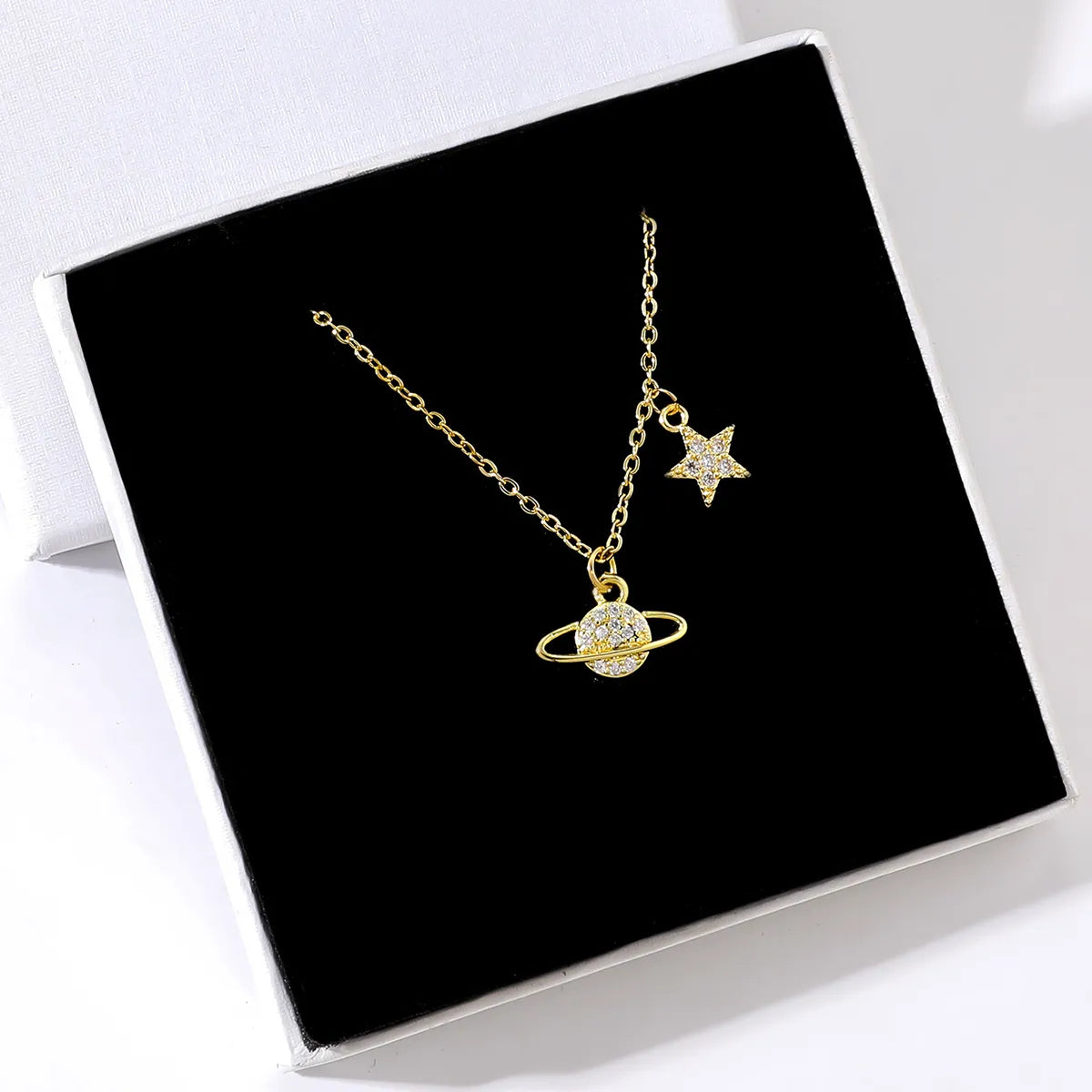 Simple Style Star Stainless Steel Copper Gold Plated Zircon Necklace In Bulk