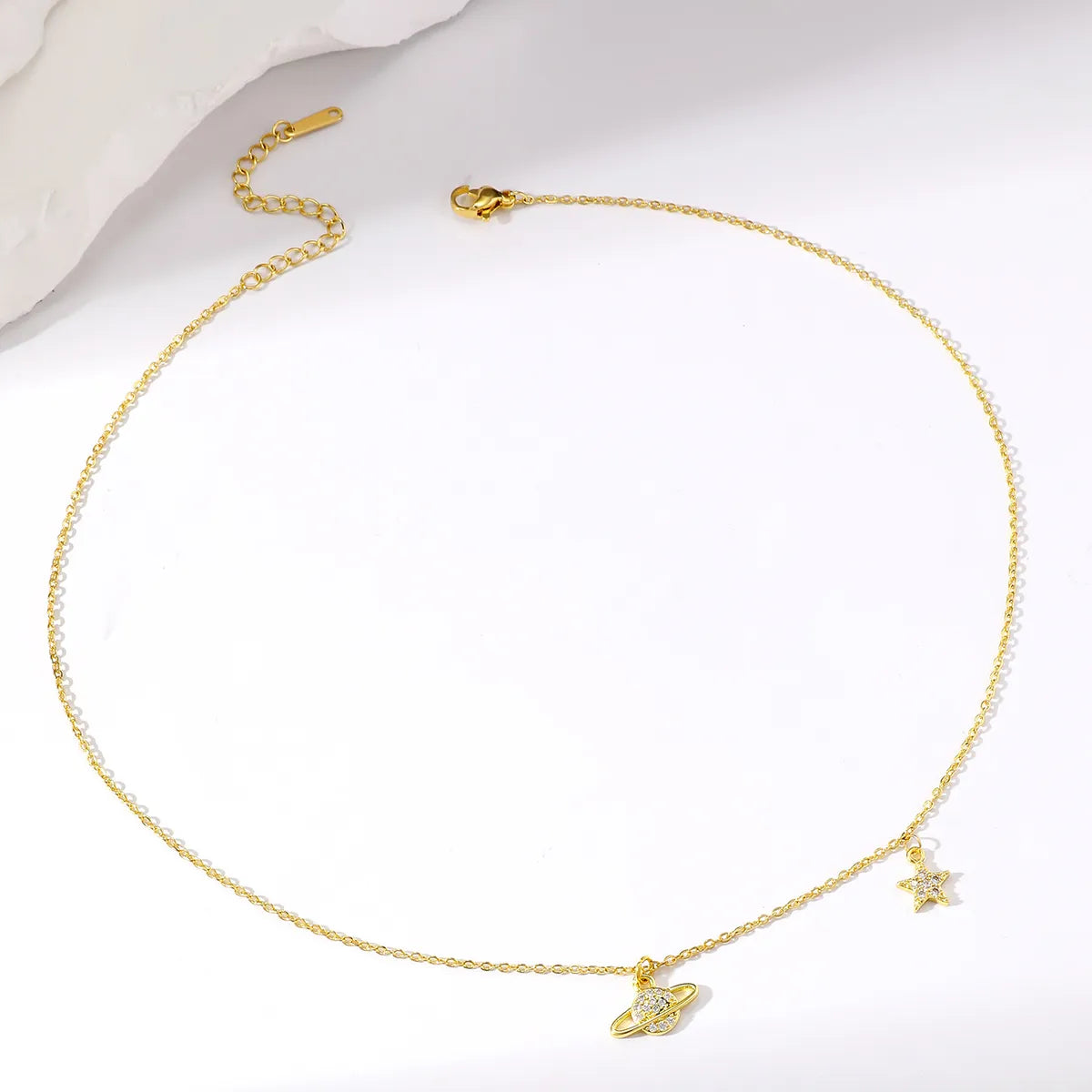 Simple Style Star Stainless Steel Copper Gold Plated Zircon Necklace In Bulk