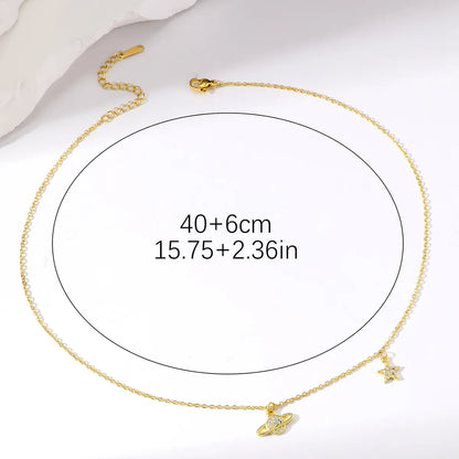 Simple Style Star Stainless Steel Copper Gold Plated Zircon Necklace In Bulk