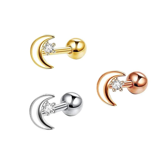 Simple Style Star Stainless Steel Metal Zircon Ear Studs 1 Piece