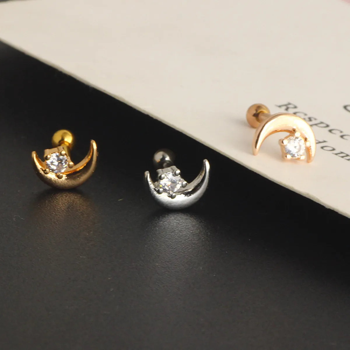 Simple Style Star Stainless Steel Metal Zircon Ear Studs 1 Piece