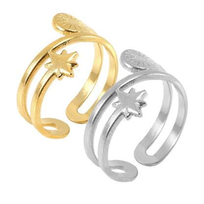 Simple Style Star Stainless Steel Plating Open Ring