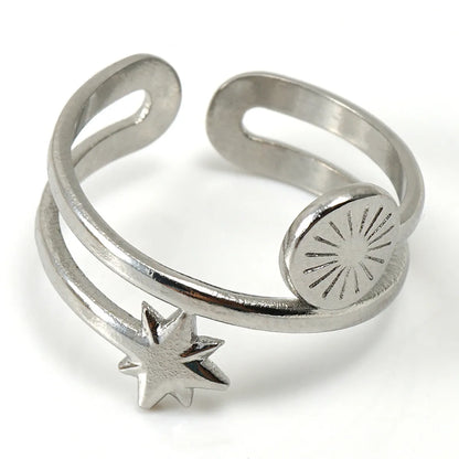 Simple Style Star Stainless Steel Plating Open Ring