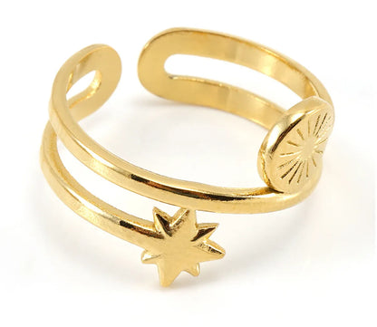 Simple Style Star Stainless Steel Plating Open Ring