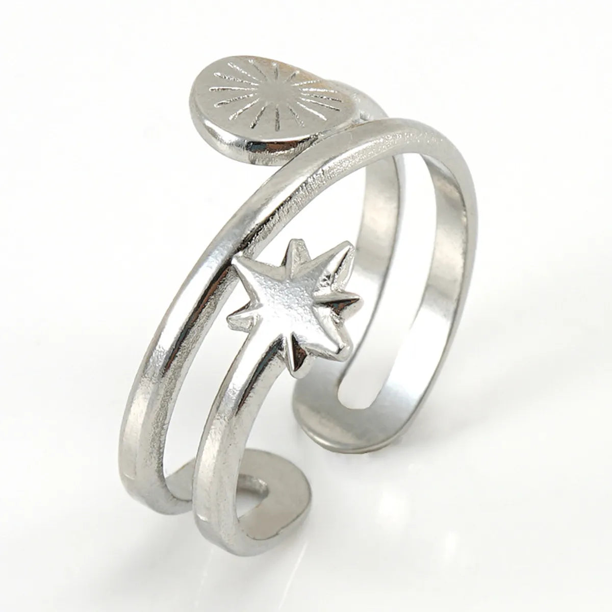 Simple Style Star Stainless Steel Plating Open Ring