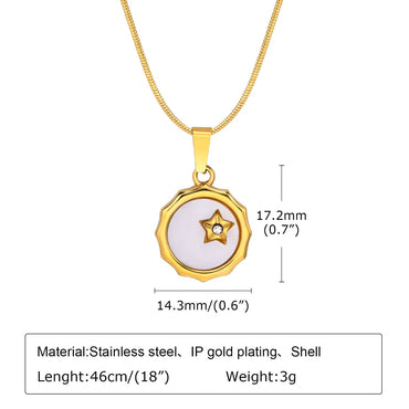 Simple Style Star Stainless Steel Patchwork Plating Inlay Shell 18k Gold Plated Pendant Necklace