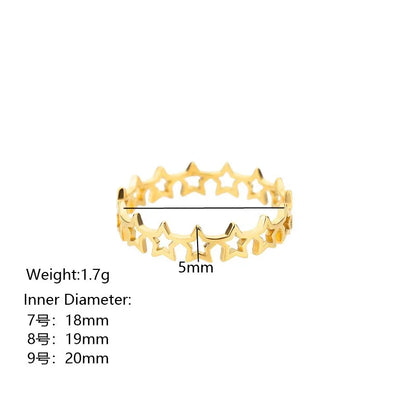 Wholesale Jewelry Simple Style Star 304 Stainless Steel Plating Rings