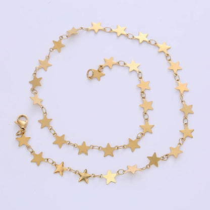 Simple Style Star Stainless Steel Plating Chain Choker