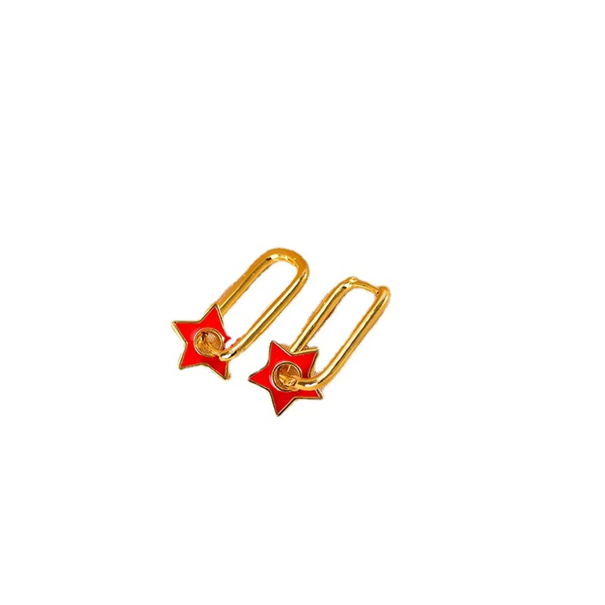 1 Pair Simple Style Star Plating Copper Gold Plated Earrings