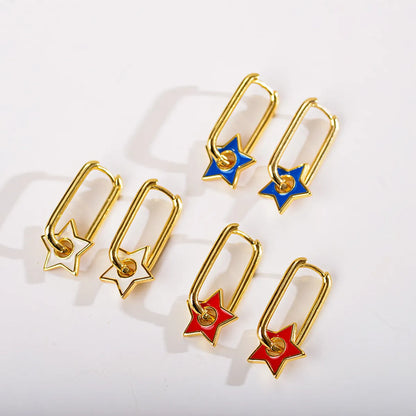 1 Pair Simple Style Star Plating Copper Gold Plated Earrings