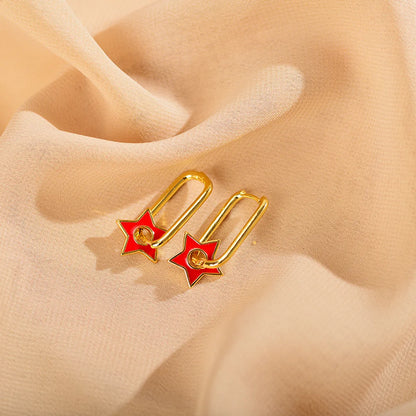 1 Pair Simple Style Star Plating Copper Gold Plated Earrings