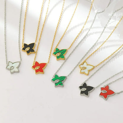 Simple Style Star Stainless Steel Plating Inlay Acrylic Shell Gold Plated Pendant Necklace