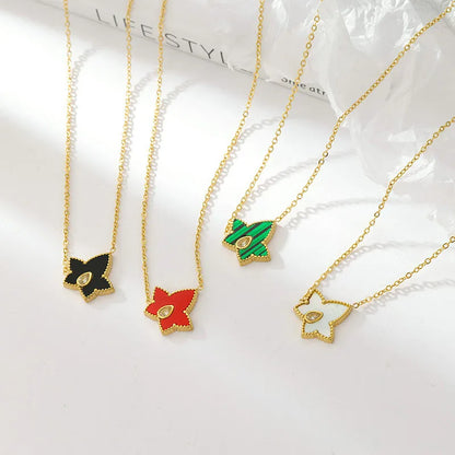 Simple Style Star Stainless Steel Plating Inlay Acrylic Shell Gold Plated Pendant Necklace