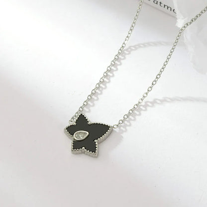 Simple Style Star Stainless Steel Plating Inlay Acrylic Shell Gold Plated Pendant Necklace