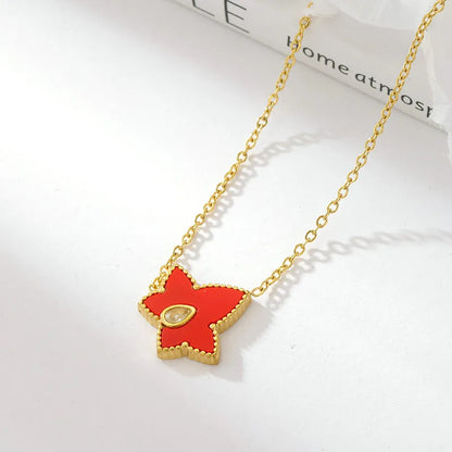 Simple Style Star Stainless Steel Plating Inlay Acrylic Shell Gold Plated Pendant Necklace