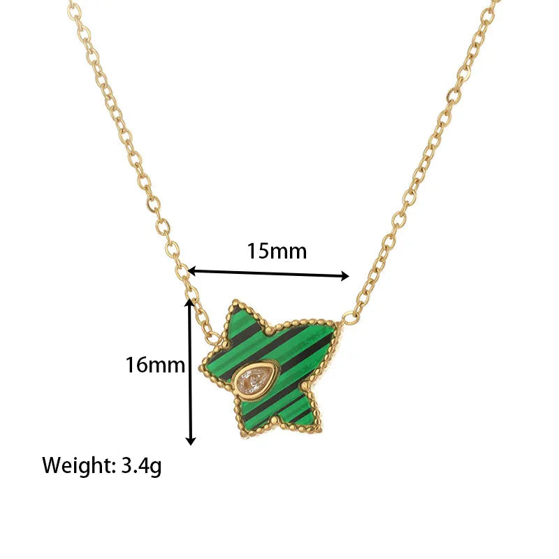 Simple Style Star Stainless Steel Plating Inlay Acrylic Shell Gold Plated Pendant Necklace