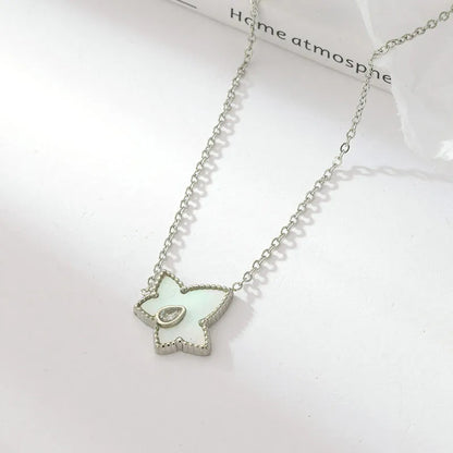 Simple Style Star Stainless Steel Plating Inlay Acrylic Shell Gold Plated Pendant Necklace