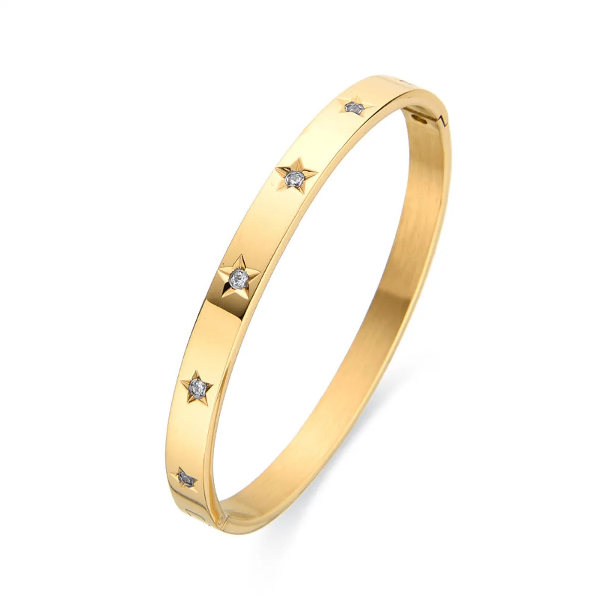 Simple Style Star Stainless Steel Plating Inlay Zircon Gold Plated Bangle