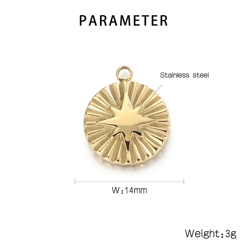 1 Piece Stainless Steel 18K Gold Plated Star