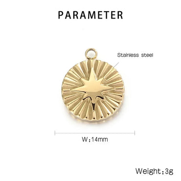 1 Piece Stainless Steel 18K Gold Plated Star