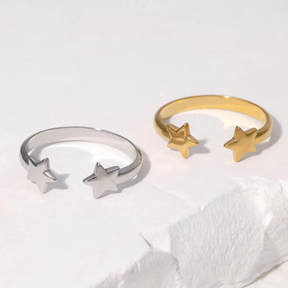 Simple Style Star Stainless Steel Plating Open Rings