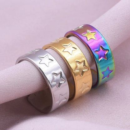 Simple Style Star Stainless Steel Polishing Plating Open Rings