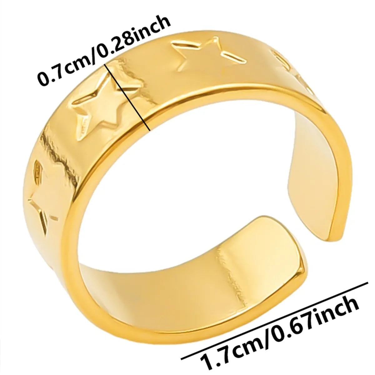 Simple Style Star Stainless Steel Polishing Plating Open Rings