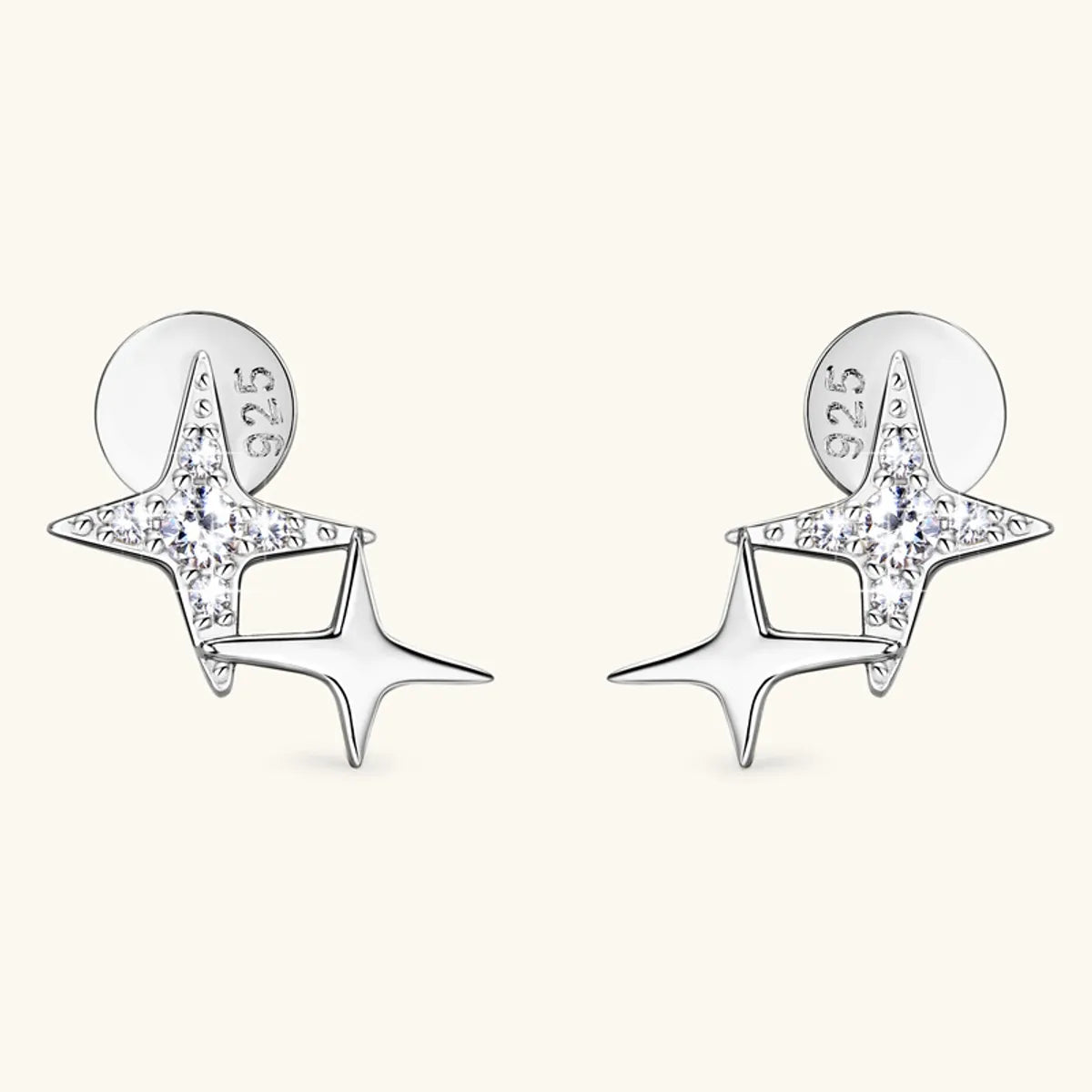 Simple Style Star Sterling Silver Gra Plating Inlay Moissanite Ear Studs