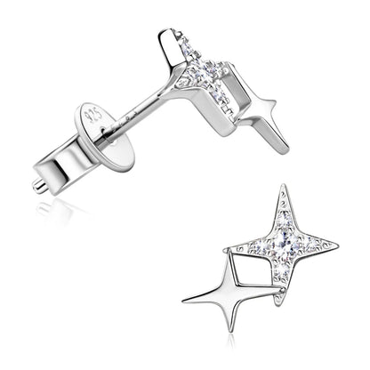 Simple Style Star Sterling Silver Gra Plating Inlay Moissanite Ear Studs