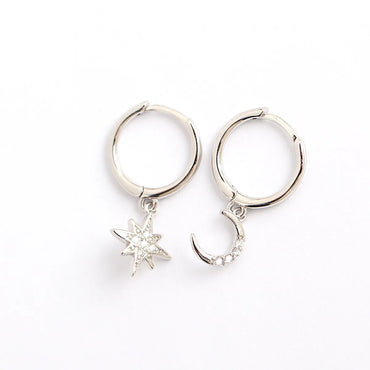 Simple Style Star Sterling Silver Inlay Rhinestones Drop Earrings 1 Pair