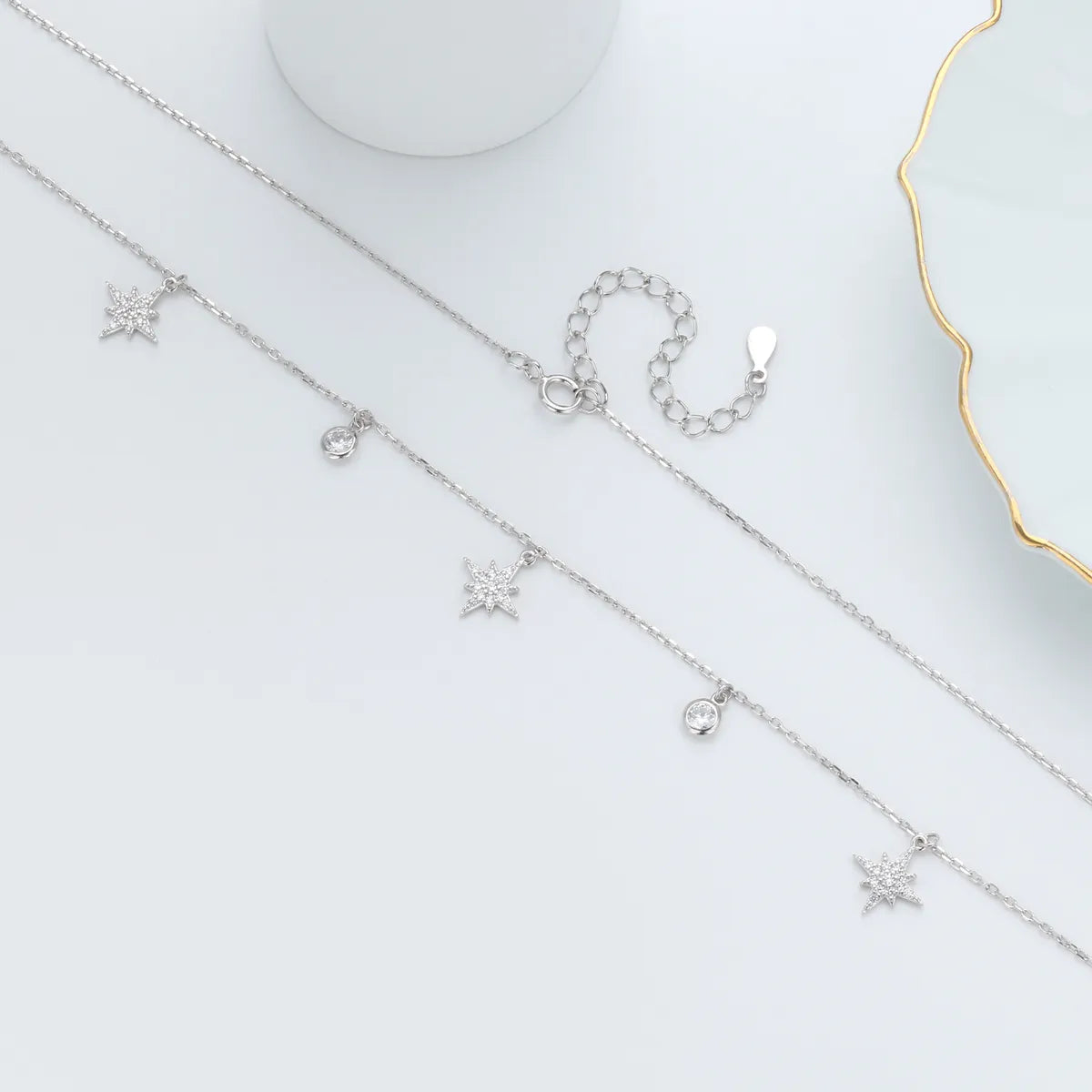 Simple Style Star Sterling Silver Inlay Zircon Necklace