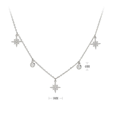 Simple Style Star Sterling Silver Inlay Zircon Necklace