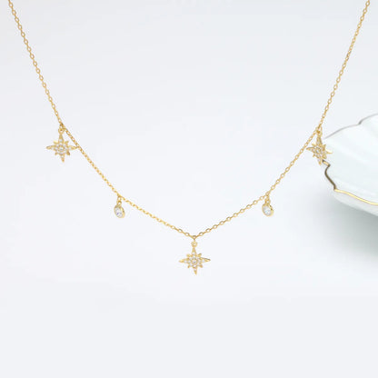 Simple Style Star Sterling Silver Inlay Zircon Necklace