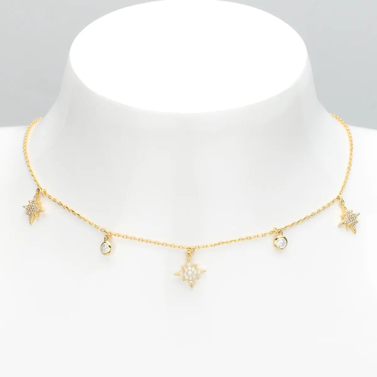 Simple Style Star Sterling Silver Inlay Zircon Necklace