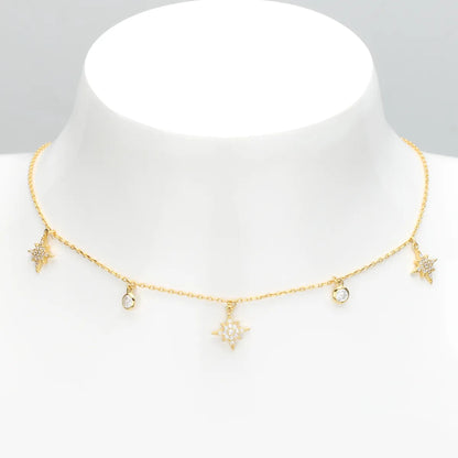 Simple Style Star Sterling Silver Inlay Zircon Necklace