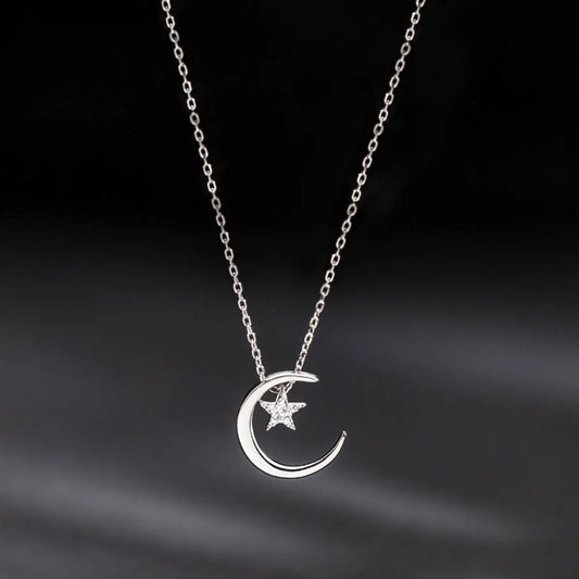 Simple Style Star Sterling Silver Inlay Zircon Pendant Necklace