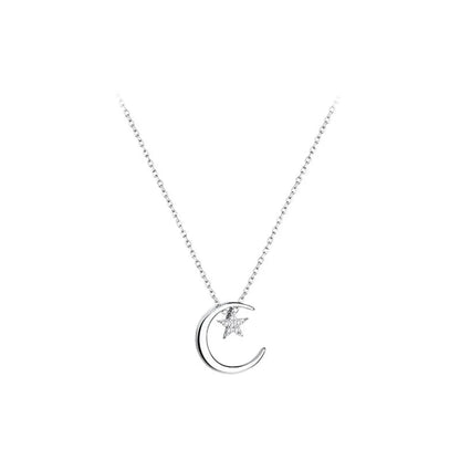 Simple Style Star Sterling Silver Inlay Zircon Pendant Necklace