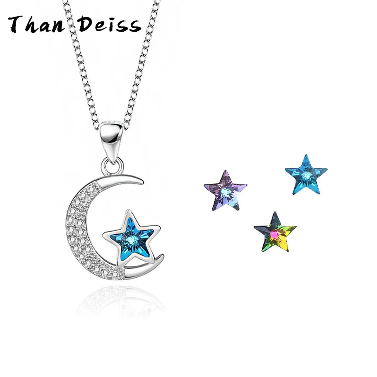 Simple Style Star Sterling Silver Plating Artificial Crystal Pendant Necklace