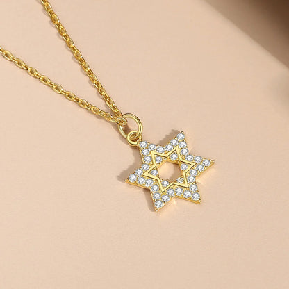 Simple Style Star Sterling Silver Plating Inlay Zircon Pendant Necklace