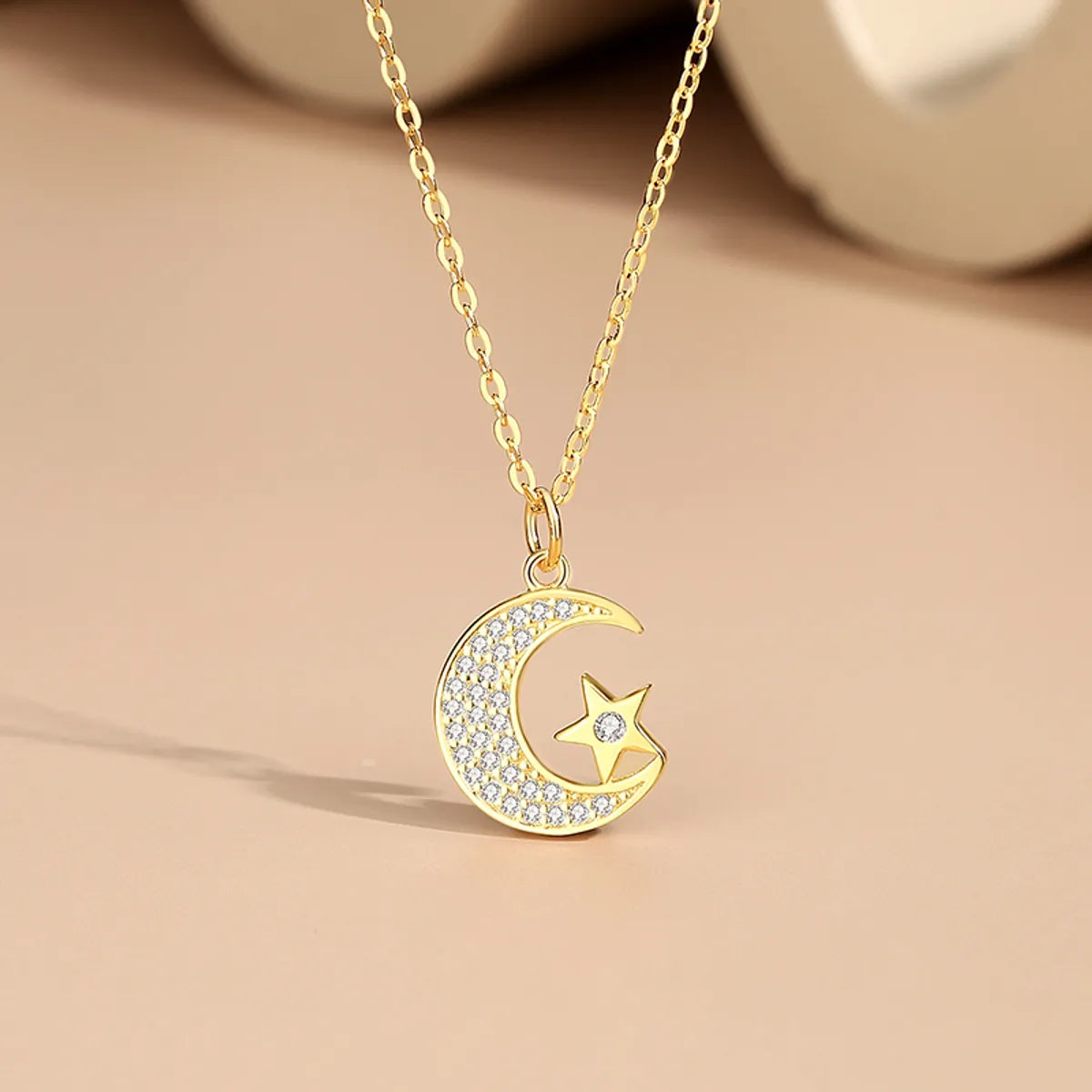 Simple Style Star Sterling Silver Plating Inlay Zircon Pendant Necklace